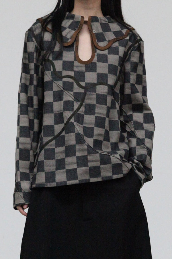 communs checkered top FW23-C119B